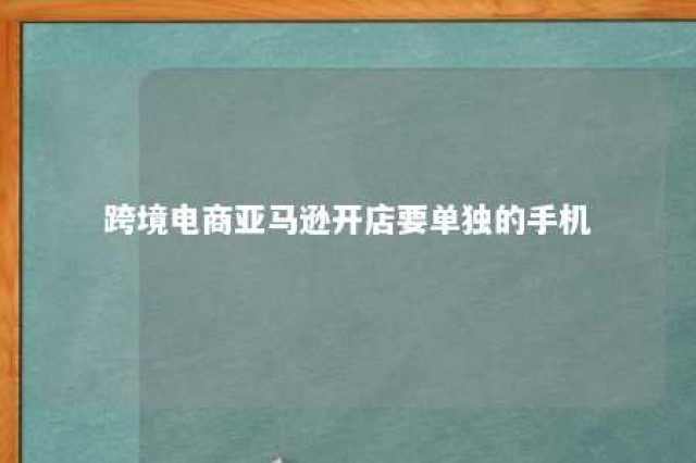 跨境电商亚马逊开店要单独的手机 亚马逊做手机吗